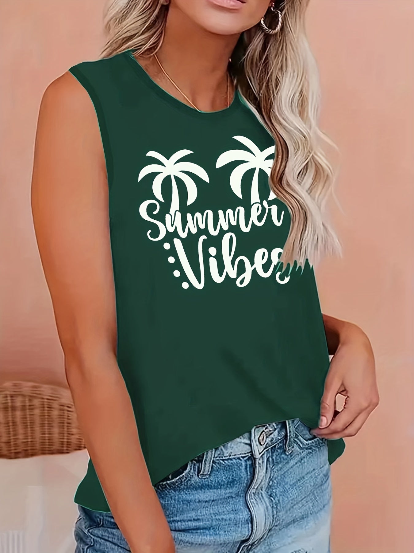 Women's Plus Coconut Tree Print Tank Top