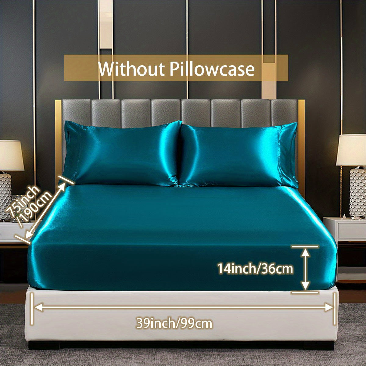 Soft Silky Satin Fitted Sheet for Bedroom, No Pillowcase