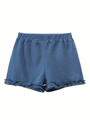 Toddler Girls Lace Trim Bow Front Elastic Waist Cotton Casual Shorts