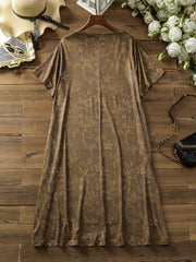  Casual Dress Women's Plus Figure & Floral Print V Neck Dress