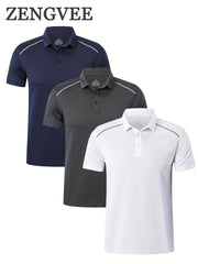 Men's Vintage Polo Shirt Casual Button Up Polo Shirt