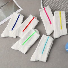 6 Pairs Colorblock Striped Socks Mid Tube Stockings