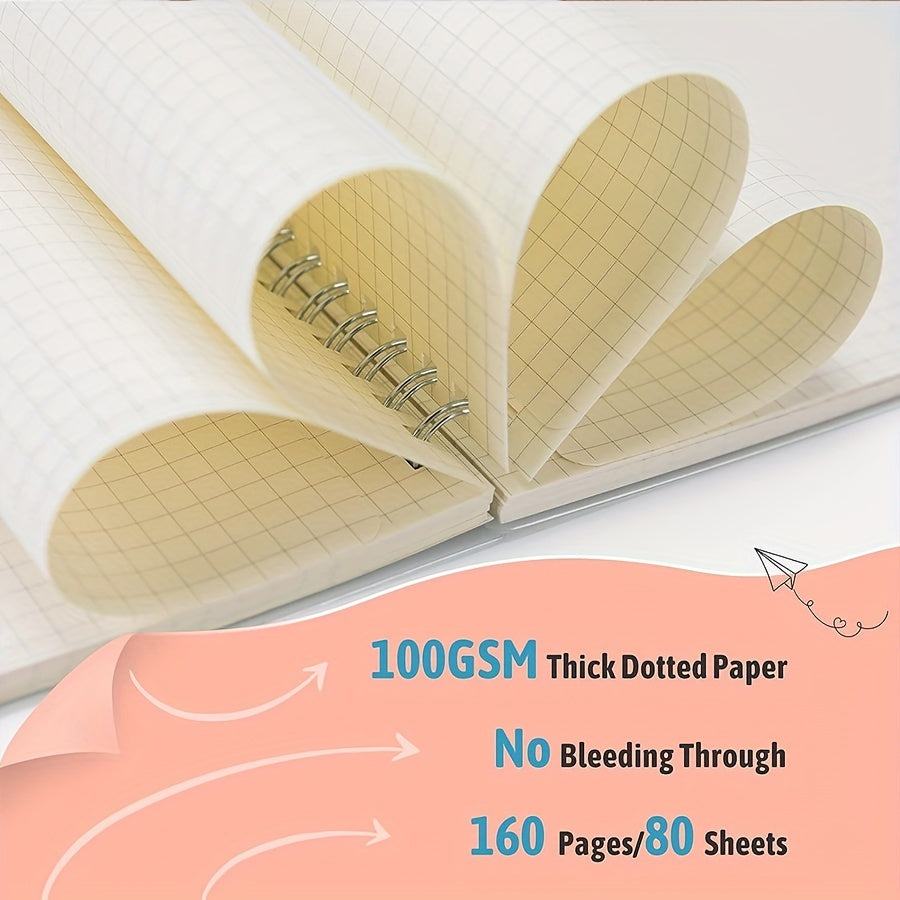 2 Pack A5 Grided Bullet Journals 80 Sheets 100gsm