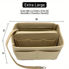 Felt Purse Organizer Insert with Zipper & Key Holder