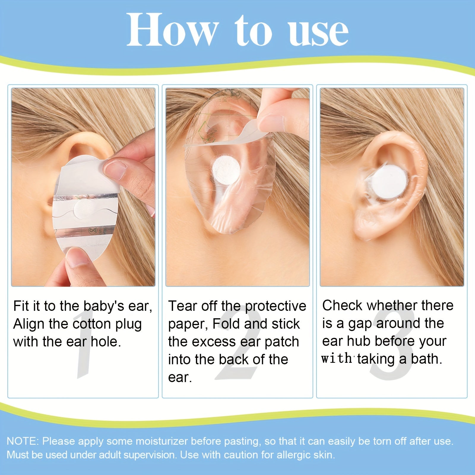 60pcs Waterproof Ear Protection Patch Bathing Swimming Washing Hair