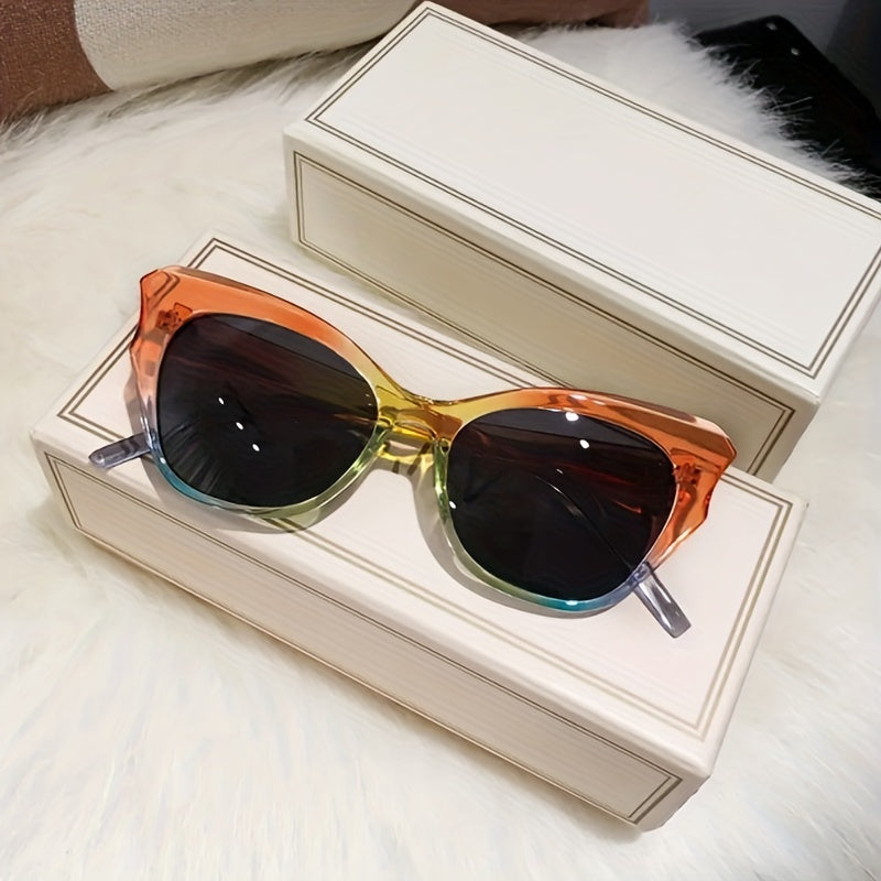 Y2K Cat Eye Sunglasses Block Gradient Glasses UV400