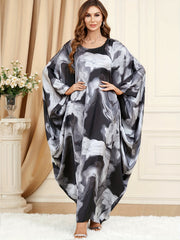  Abaya Dress Women's Plus Tie Dye Round Neck Maxi Kaftan
