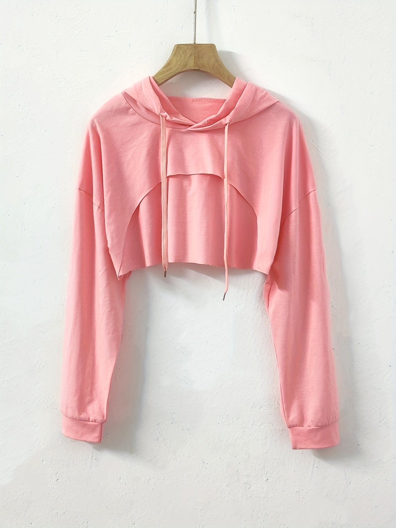 Sporty Hooded Crop Sweatshirt with Cut Out Detail