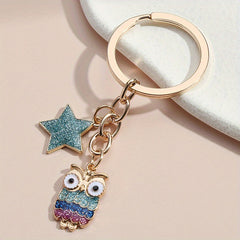 Owl Unicorn Keychain Glitter Animal Key Ring Purse Bag Backpack Key Charm