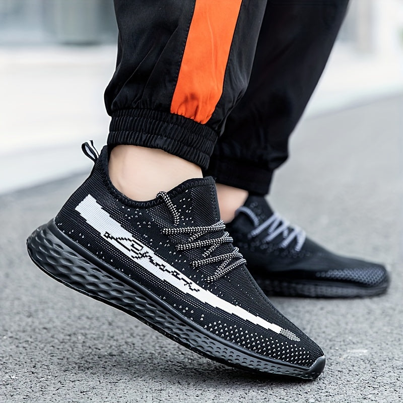  Men's Woven Knit Breathable Sneakers Non Slip Soft Sole Shoes