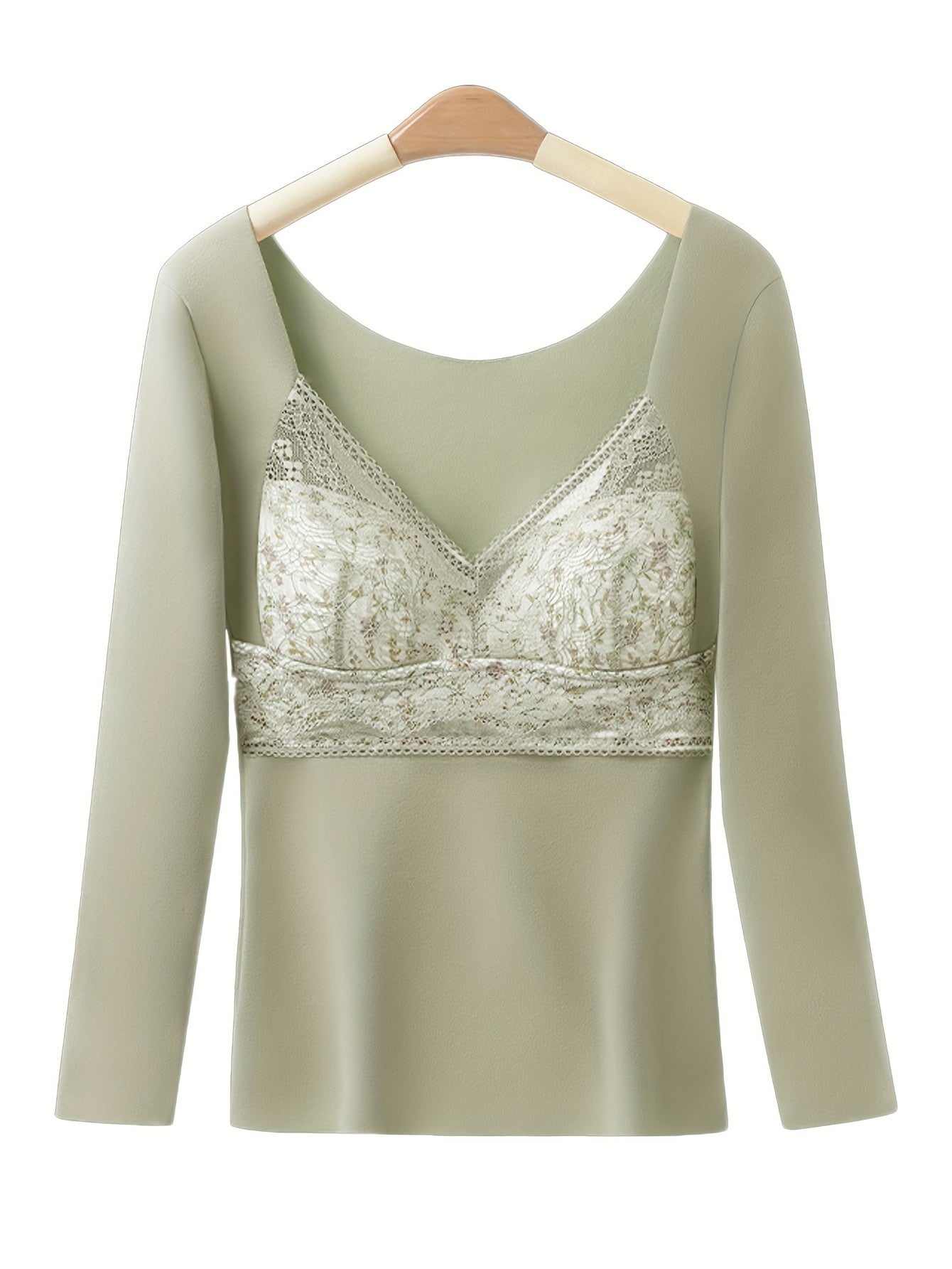 Lace Thermal Underwear Floral Print Top