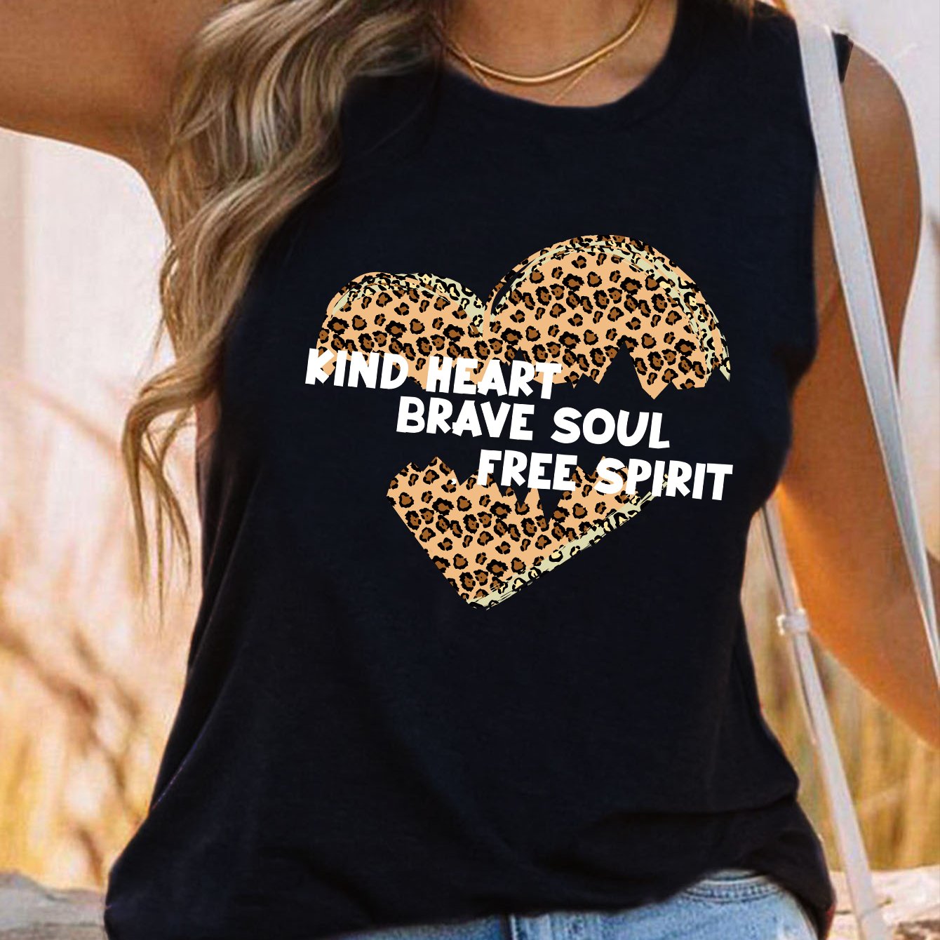 Broken Heart Print Tank Top Sleeveless Summer Casual Women's Clothing