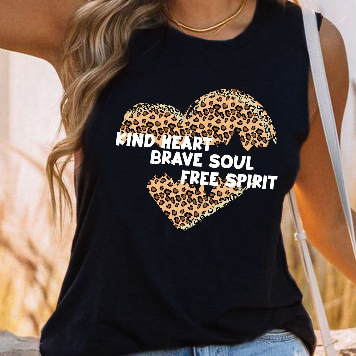 Broken Heart Print Tank Top Sleeveless Summer Casual Women's Clothing