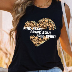 Broken Heart Print Tank Top Sleeveless Summer Casual Women's Clothing