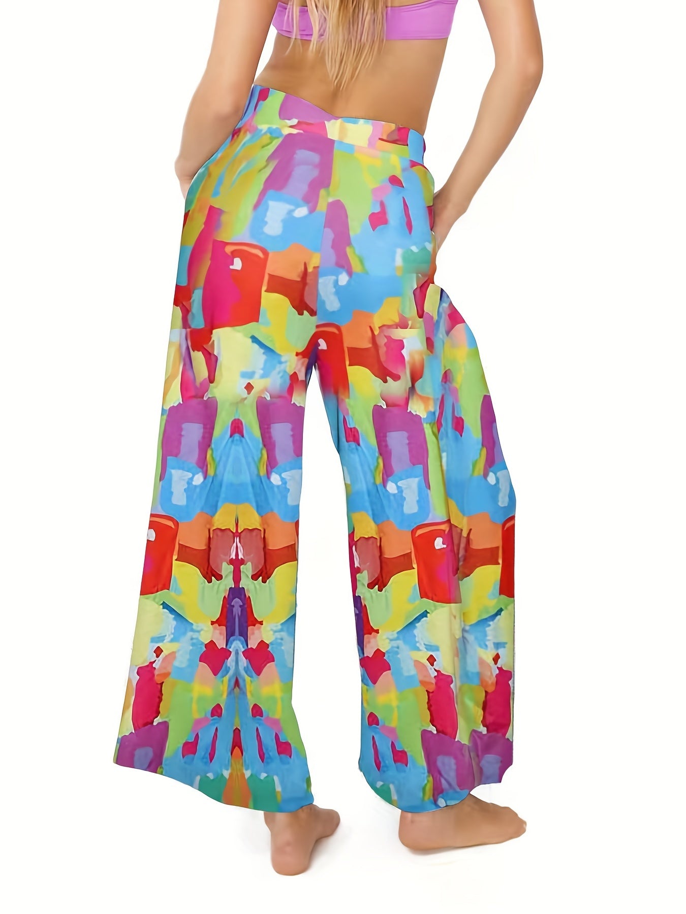 Women's Plus High Rise Wide Leg Pants With Pockets