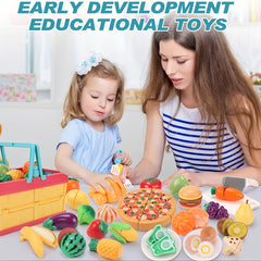 Pretend Play Kitchen Set with 29 Sliced Fruits & Vegetables