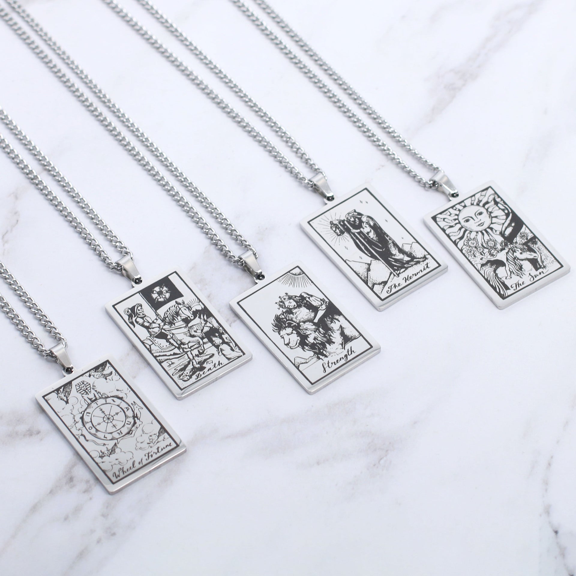 Vintage Tarot 20 Main Cards Steel Necklace Men's Stainless Steel