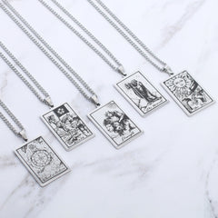 Vintage Tarot 20 Main Cards Steel Necklace Men's Stainless Steel