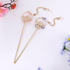 Crystal Pearl Hair Fork Leaves Headdress