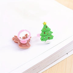 5pcs Christmas Party Wristbands Rings Hair Clips Silicone Bracelet