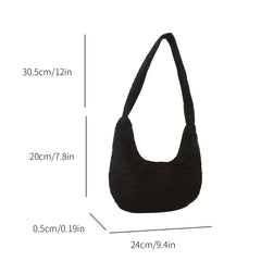 Canvas Crescent Bag With Zipper Shoulder & Handbag