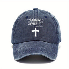 Cross Print Vintage Baseball Cap Sunscreen Sports Hat Washed Distressed Dad Hat