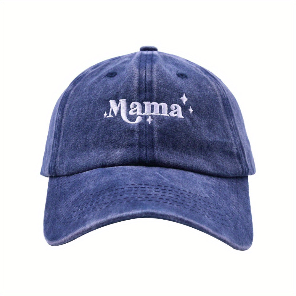 Mama Vintage Baseball Cap Washed Distressed Dad Hat Solid Sunscreen Sports Hats