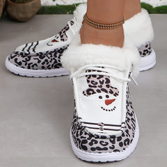 Women's Christmas Snowman & Leopard Print Thickened Skateboard Shoes