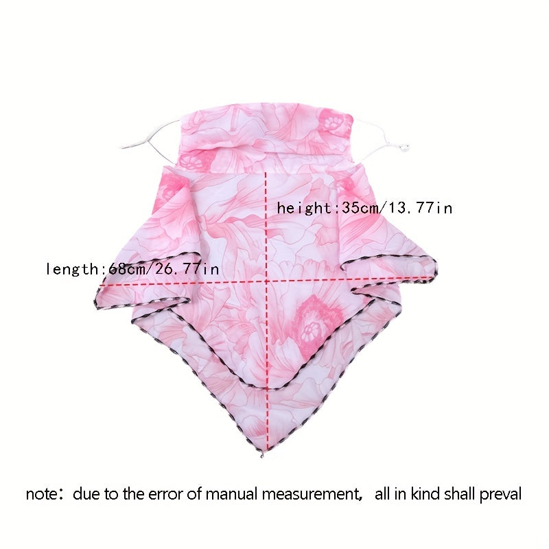 Flower Print Double Layer Veil Neck Gaiter Sunscreen Face Covering
