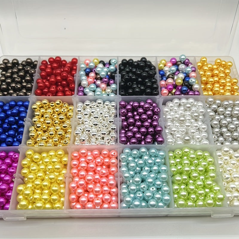 100pcs 6mm Colorful Pearls Acrylic Spacer Beads For Jewelry Making