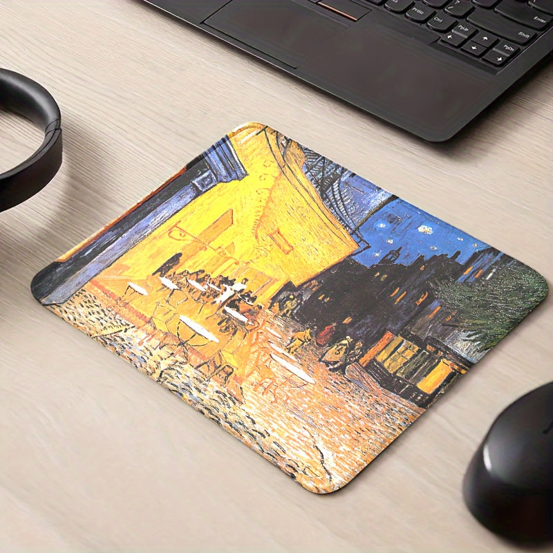 Street Scene Hand-Painted Mouse Pad, Office Game Computer Cloth Lock Edge