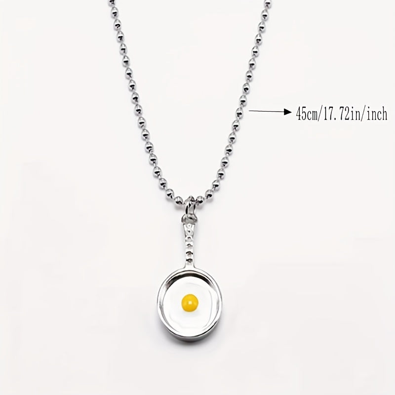 Vintage Silver Alloy Pan Necklace Pendant Kitschy Fun Saucepan Collarbone Chain