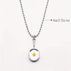 Vintage Silver Alloy Pan Necklace Pendant Kitschy Fun Saucepan Collarbone Chain