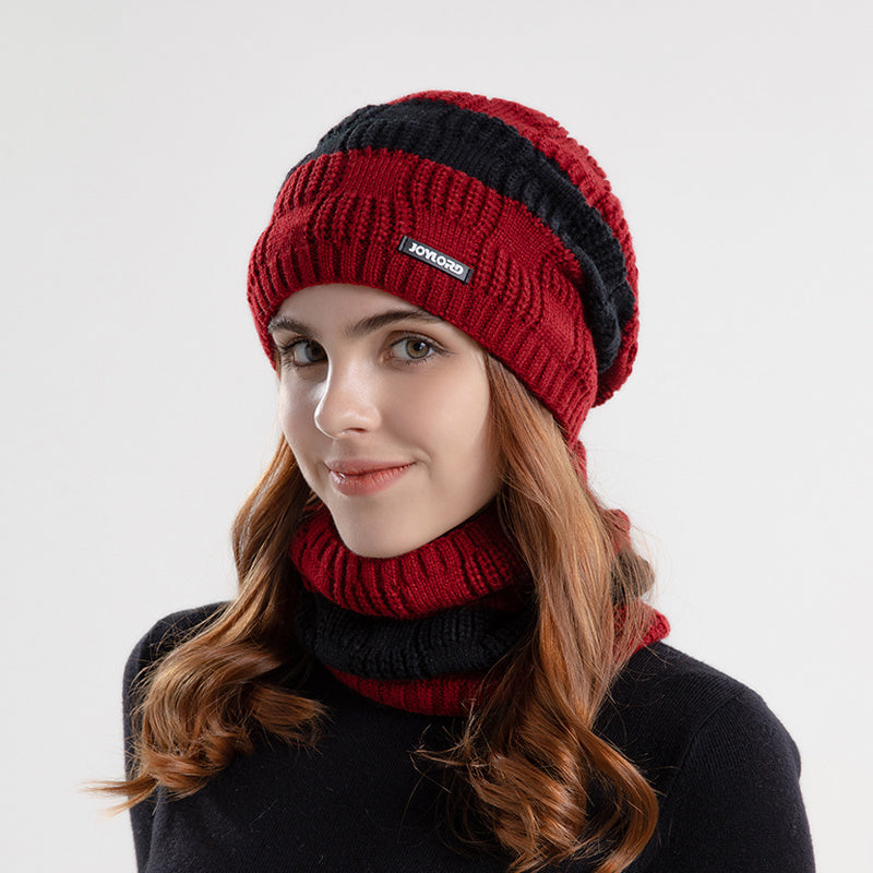Knit Hat Scarf Set Winter Warm Earmuffs Women Men Gift
