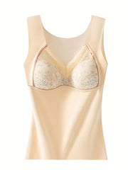 Floral Lace Trim Padded Tank Top