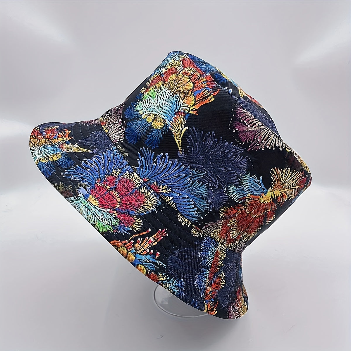 Coral Print Reversible Bucket Hat Cotton Basin Hat for Men Women