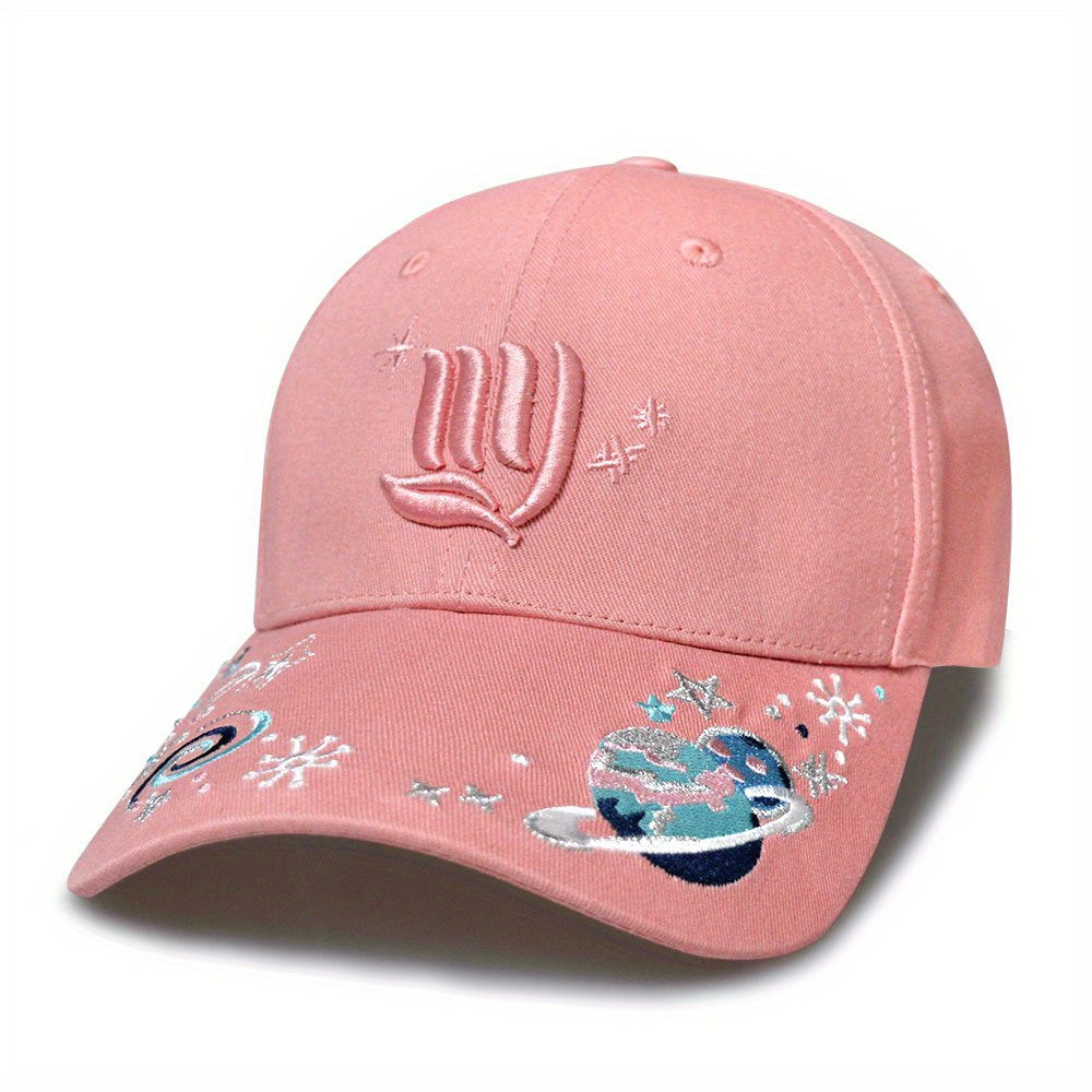 Y2K Planet Embroidery Baseball Cap Cotton Dad Hat