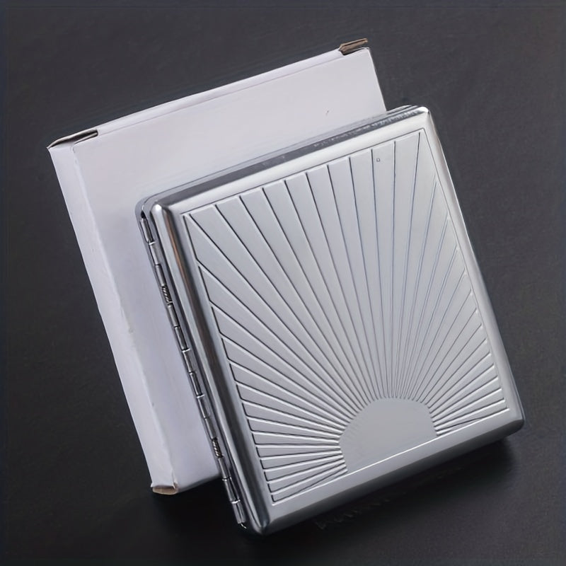 Men's 20 Pack Steel Cigarette Case, Stress Resistant, Silver Gray
