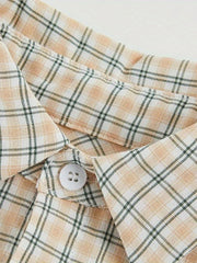 Kids Plaid Shirt Long Sleeve Collared Casual Top Boys Summer