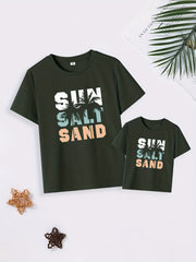 ''SUN SALT SAND'' Kids Family Matching T-shirt Boys Mommy Daddy