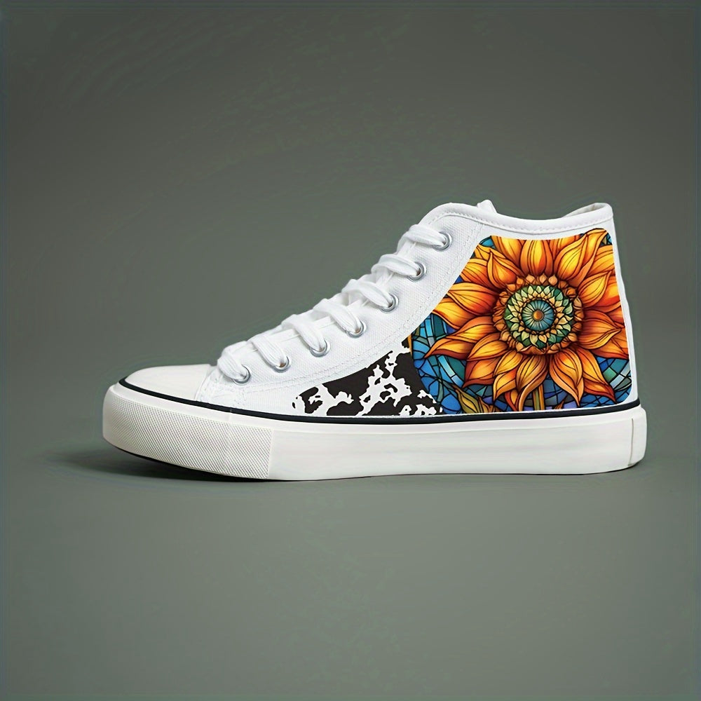 Flower Print Plush Lined Thermal Chunky Canvas Sneakers