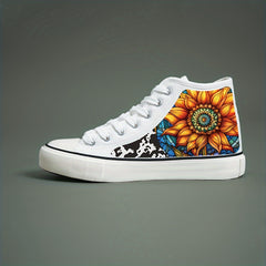 Flower Print Plush Lined Thermal Chunky Canvas Sneakers