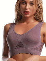 6 Pack Plus Size Sports Bra Set Hollow Mesh Breathable Fitness Gym Bra