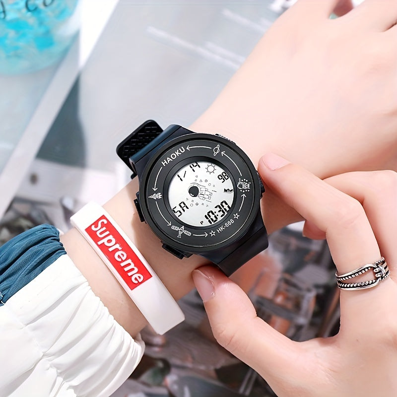 Spaceman Graphic Round Electronic Watch Waterproof Luminous Watch
