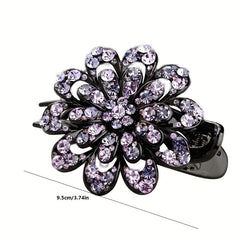 Women Rhinestone Hair Clip Large Glitter Flower Duck Billed Clip