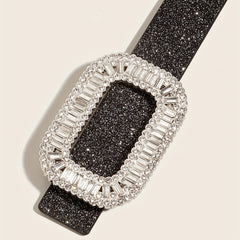 Sparkly PU Belt Hollow Rectangular Buckle Dress Girdle