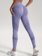 Stretchy Knit High-Waisted Leggings for Yoga and Running