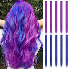 10pcs Girl's Colored Hair Extensions for Party Highlights Cosplay Hairpin