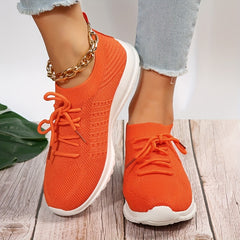 Women's Breathable Knit Sneakers Casual Lace Up Shoes