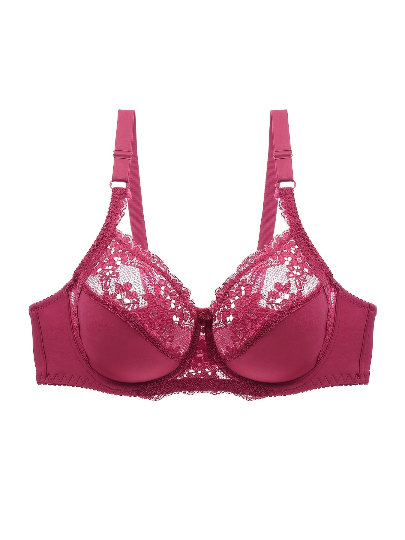  Lace Full Coverage Bra Solid Semi Sheer Sexy Bralette